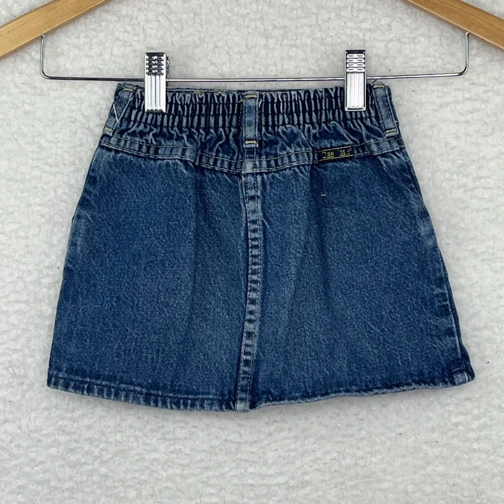 Vintage OshKosh Bgosh Girls Denim Mini Skirt Medium Wash Pleated Elastic 4T
